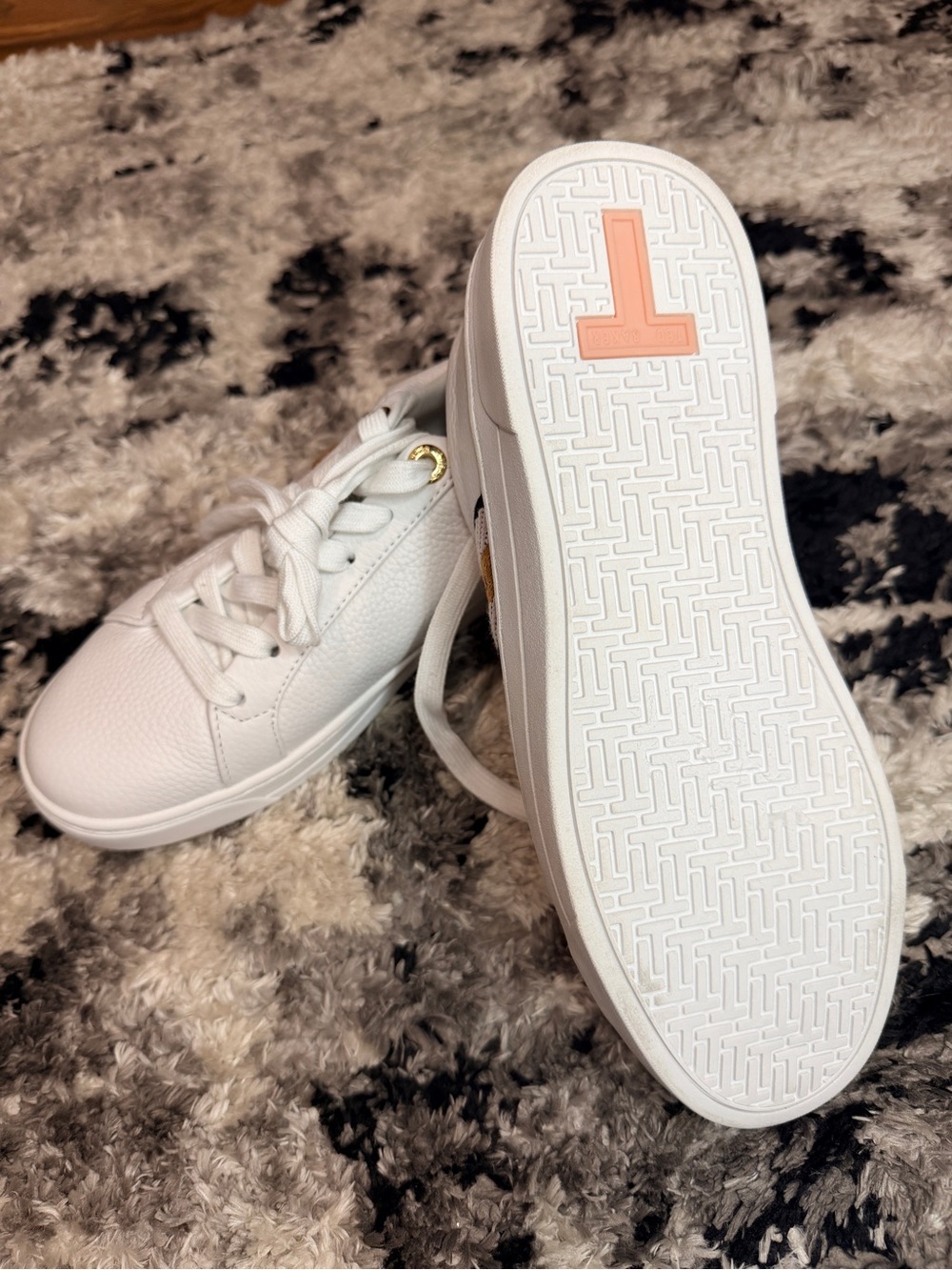 Ted Baker White Sneakers with Gold & Blush Accents - Picture 5 of 7